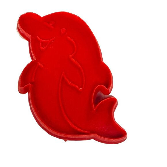 Dolphin Shaped Red Ocean Imprint Cookie Cutter 3 Inch - Picture 2 of 5